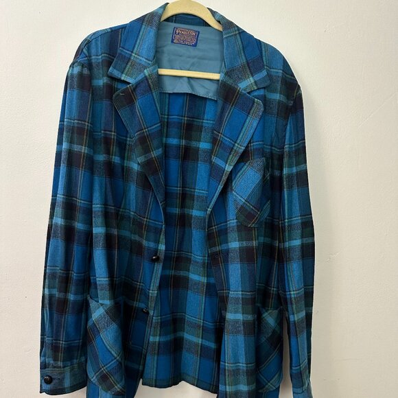 Vintage Pendleton Wool Plaid Flannel Shirt Jacket. - Picture 2 of 4